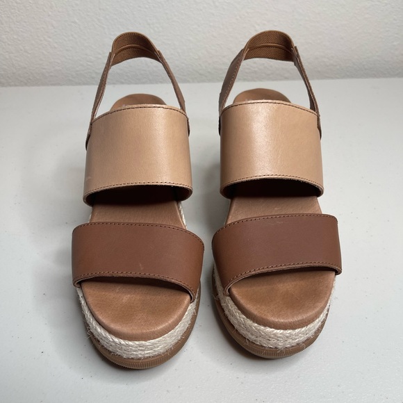 Sorel Joanie II Slingback Brown Leather Wedge Sandal SZ 7 - Picture 4 of 9